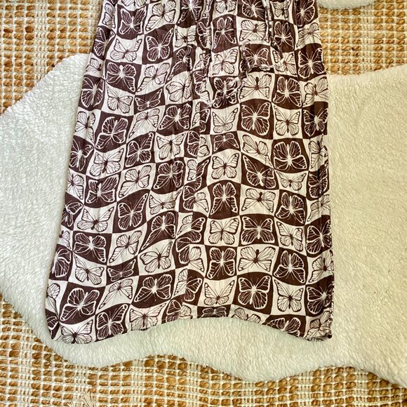 Brown & White Butterfly Checkerboard Midi Dress by Wild Fable – Size XS/S - Picture 10 of 12
